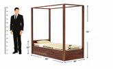 Solivo Solid Sheesham Wood Single Poster Bed With Two Drawers (Natural Finish)